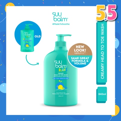 SUU BALM Kids Dual Soothing & Moisturising Head-to-Toe Wash 840ml