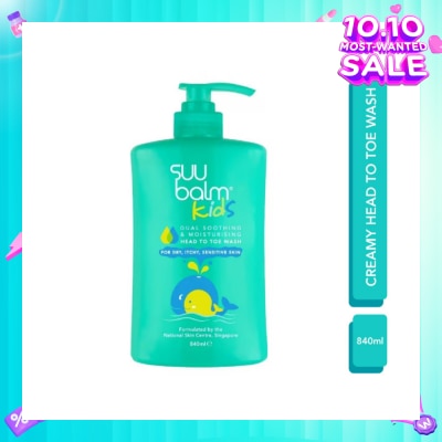SUU BALM Kids Creamy Head To Toe Wash (Soothing & Gentle) 840ml