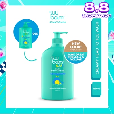 SUU BALM Kids Creamy Head To Toe Wash (Soothing & Gentle) 840ml