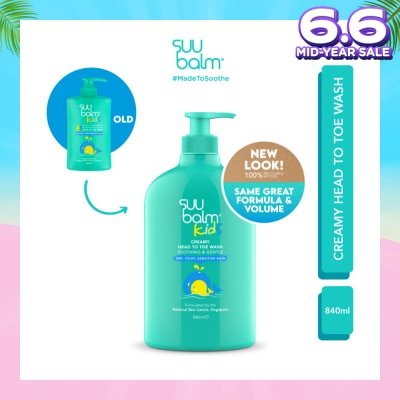 SUU BALM Kids Dual Soothing & Moisturising Head-to-Toe Wash 840ml
