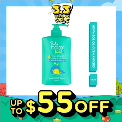 SUU BALM Kids Creamy Head To Toe Wash (Soothing & Gentle) 840ml
