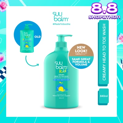 SUU BALM Kids Creamy Head To Toe Wash (Soothing & Gentle) 840ml