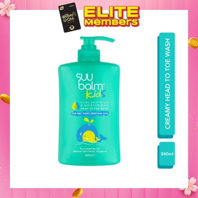 SUU BALM Kids Creamy Head To Toe Wash (Soothing & Gentle) 840ml