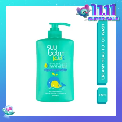 SUU BALM Kids Creamy Head To Toe Wash (Soothing & Gentle) 840ml