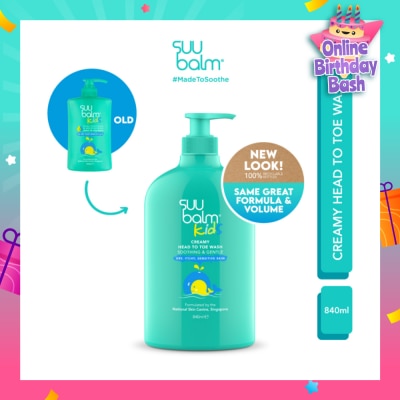 SUU BALM Kids Dual Soothing & Moisturising Head-to-Toe Wash 840ml