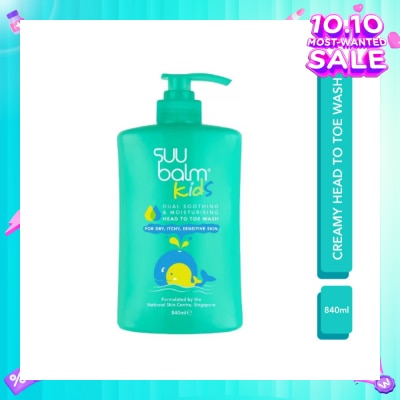 SUU BALM Kids Creamy Head To Toe Wash (Soothing & Gentle) 840ml