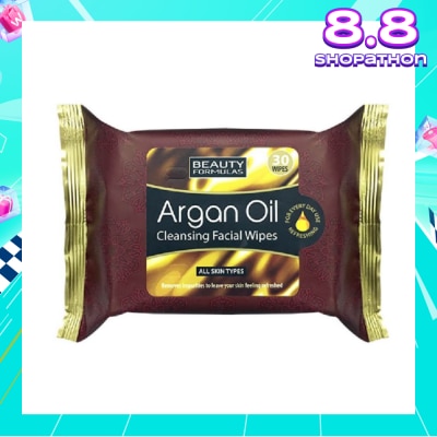 BEAUTY FORMULAS Argan Oil Cleansing Facial Wipes  Suitable for All Skin Types  30s