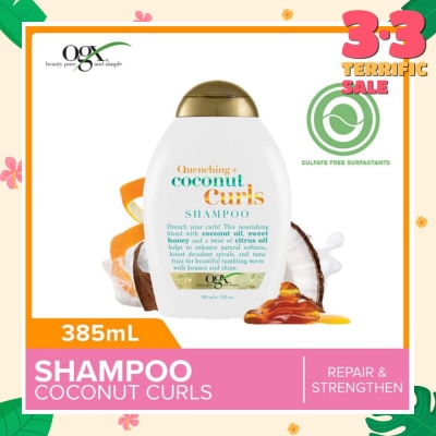 OGX Coconut Curls Shampoo + Quenching (For Normal To Frizzy Hair) 385ml