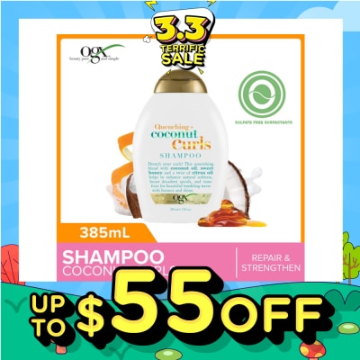 OGX Coconut Curls Shampoo + Quenching (For Normal To Frizzy Hair) 385ml