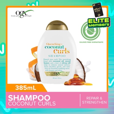 OGX Coconut Curls Shampoo + Quenching (For Normal To Frizzy Hair) 385ml