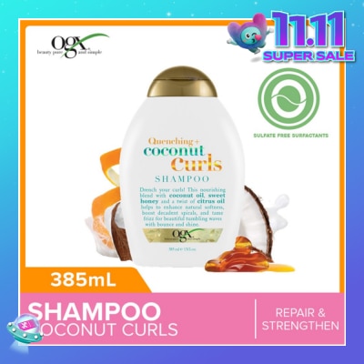 OGX Coconut Curls Shampoo + Quenching (For Normal To Frizzy Hair) 385ml