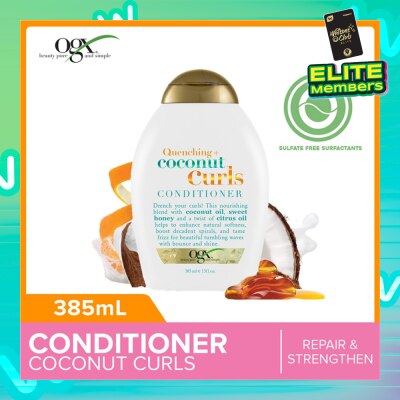 OGX Coconut Curls Conditioner + Quenching (For Normal To Frizzy Hair) 385ml