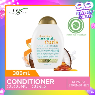 OGX Coconut Curls Conditioner + Quenching (For Normal To Frizzy Hair) 385ml