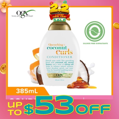 OGX Coconut Curls Conditioner + Quenching (For Normal To Frizzy Hair) 385ml