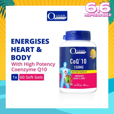 OCEAN HEALTH CoQ10 150mg Softgel (Energises Heart & Body + High Potency Coenzyme Q10 + Halal) 60s