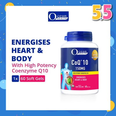 OCEAN HEALTH CoQ10 150mg Softgel (Energises Heart & Body + High Potency Coenzyme Q10 + Halal) 60s