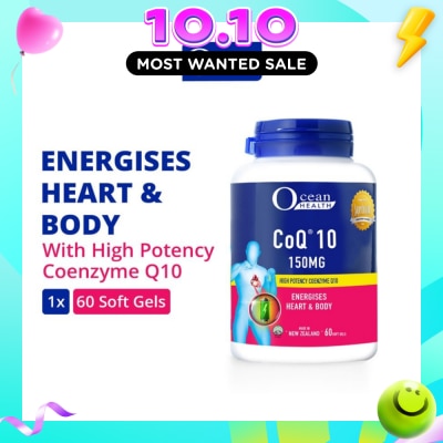 OCEAN HEALTH CoQ10 150mg Softgel (Energises Heart & Body + High Potency Coenzyme Q10 + Halal) 60s image
