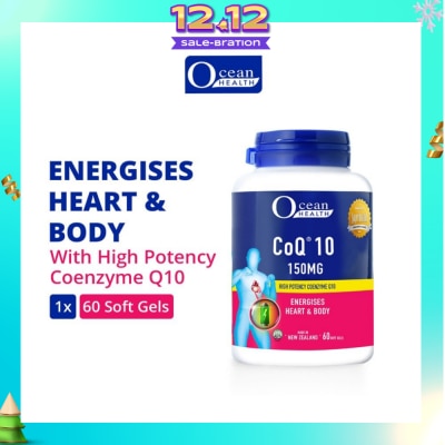 OCEAN HEALTH CoQ10 150mg Softgel (Energises Heart & Body + High Potency Coenzyme Q10 + Halal) 60s