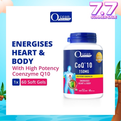 OCEAN HEALTH CoQ10 150mg Softgel (Energises Heart & Body + High Potency Coenzyme Q10 + Halal) 60s