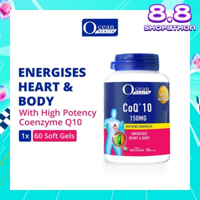 OCEAN HEALTH CoQ10 150mg Softgel (Energises Heart & Body + High Potency Coenzyme Q10 + Halal) 60s