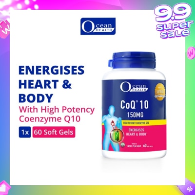 OCEAN HEALTH CoQ10 150mg Softgel (Energises Heart & Body + High Potency Coenzyme Q10 + Halal) 60s