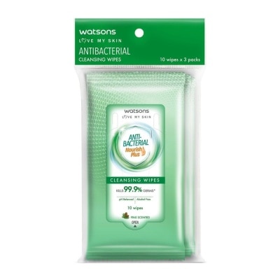 WATSONS Antibacterial Cleansing Wipes 10s x 3