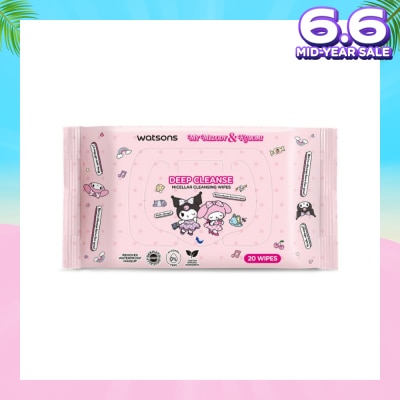 WATSONS Sanrio My Melody & Kuromi Deep Cleanse Micellar Cleansing Wipes 20s