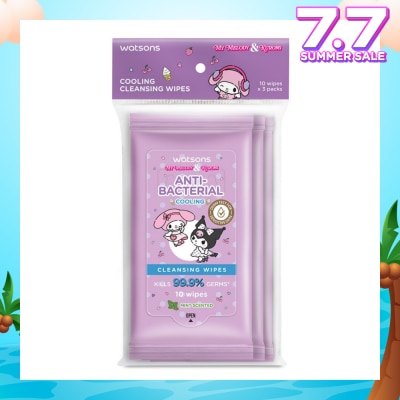WATSONS Sanrio My Melody & Kuromi Anti-Bacterial Cooling Cleansing Wipes Mint 10s x 3