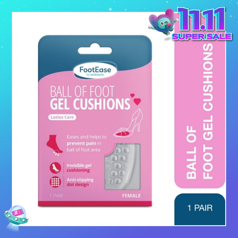 Ball Of Foot Female Gel Cushions Pair (Ladies Care, Invisible Gel Cushioning & Anti-Slip) 1s