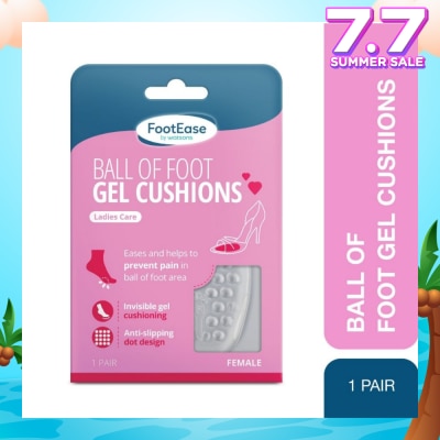 FOOTEASE BY WATSONS Ball Of Foot Female Gel Cushions Pair (Ladies Care, Invisible Gel Cushioning & Anti-Slip) 1s