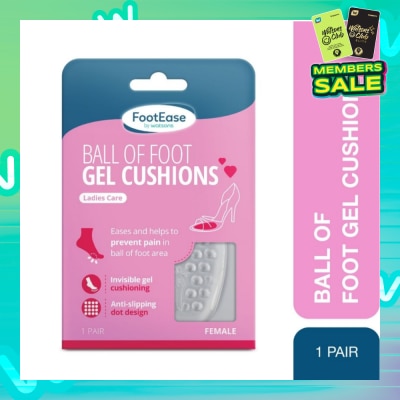 FOOTEASE BY WATSONS Ball Of Foot Female Gel Cushions Pair (Ladies Care, Invisible Gel Cushioning & Anti-Slip) 1s