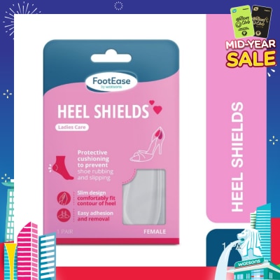 FOOTEASE BY WATSONS Heel Shield Ladies Care Pair (Protective Cushioning, Easy Adhesion & Removal) 1s