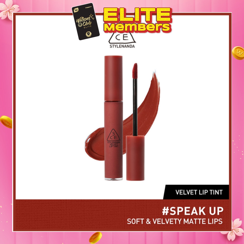 3CE Velvet Lip Tint #Speak Up (Soft & Velvety Matte Lips) 28g (Expiry: Nov`2026)