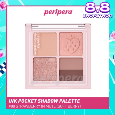 PERIPERA Ink Pocket Shadow Palette 08 Strawberry In Mute (Soft Berry) 1s