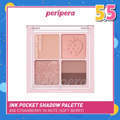 PERIPERA Ink Pocket Shadow Palette 08 Strawberry In Mute (Soft Berry) 1s