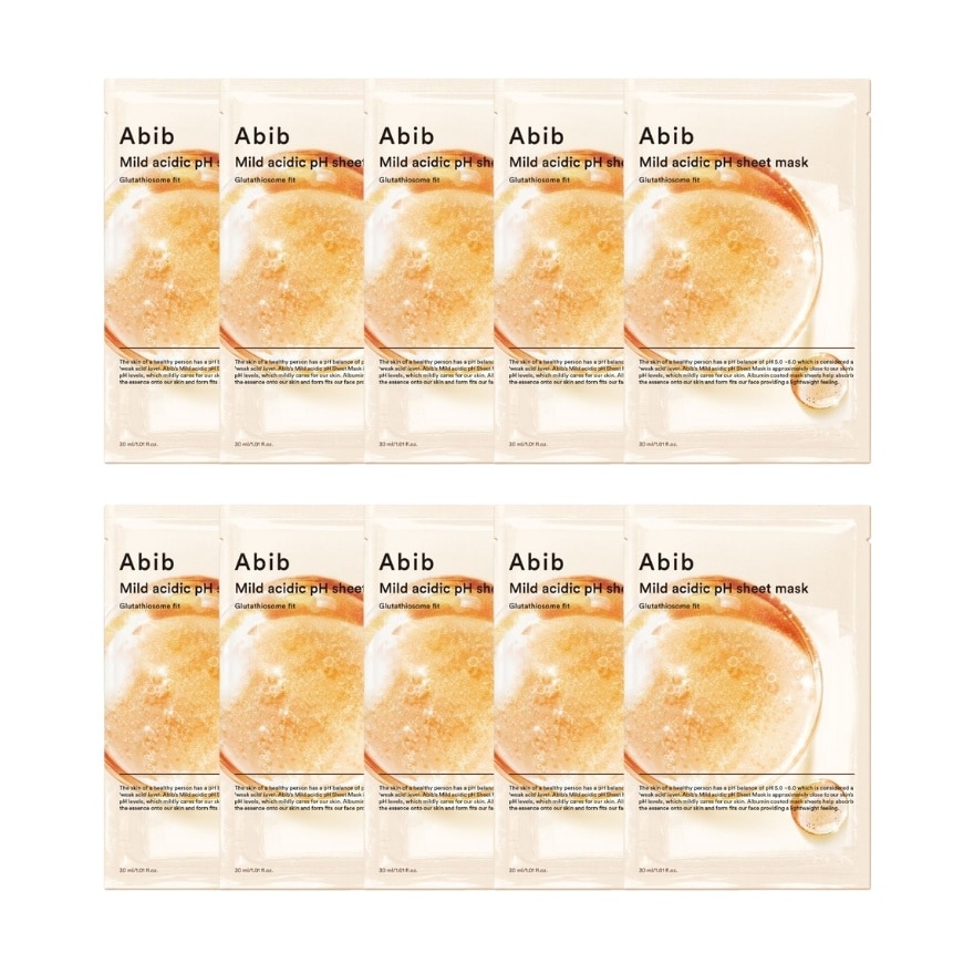 Mild Acidic pH Glutathiosome Fit Sheet Mask (To Reduce Dullness While Soothing Skin) 10s