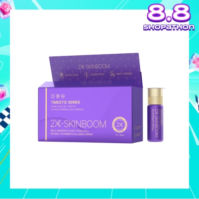 TIMESHOP 2X-Skinboom Wild Ginsend Plant Stem Cell Double Chamber Collagen Drink Bottle (To Stimulates Cell Vitality, Lifting, Firming & Anti-Wrinkle) 30ml x 10s