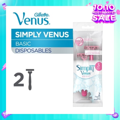 GILLETTE VENUS Simply Venus 3 Women’s Disposable Razors 2's
