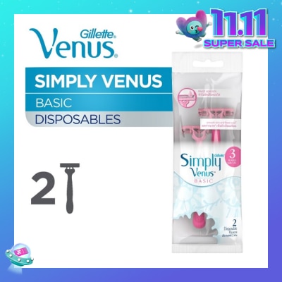 GILLETTE VENUS Simply Venus 3 Women’s Disposable Razors 2's