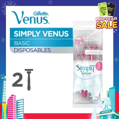 GILLETTE VENUS Simply Venus 3 Women’s Disposable Razors 2's