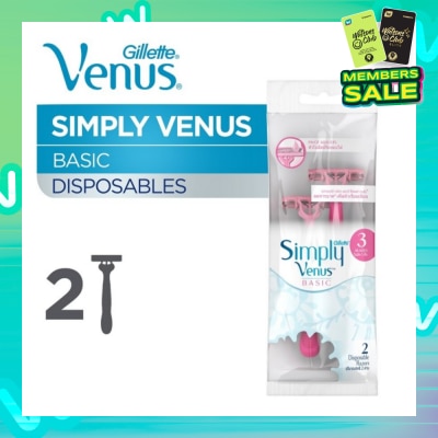 GILLETTE VENUS Simply Venus 3 Women’s Disposable Razors 2's