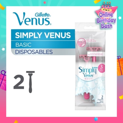 GILLETTE VENUS Simply Venus 3 Women’s Disposable Razors 2's