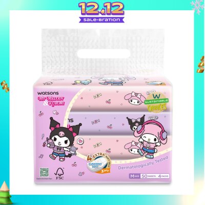 WATSONS Sanrio My Melody & Kuromi M Travel Tissue 3 Ply 50s x 4 Packs