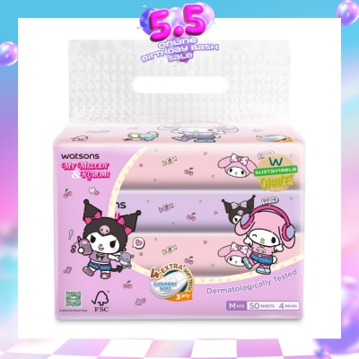 WATSONS - Sanrio My Melody & Kuromi M Travel Tissue 3 Ply 50s x 4 Packs