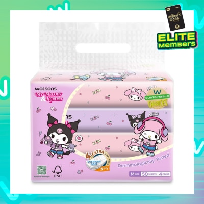 WATSONS Sanrio My Melody & Kuromi M Travel Tissue 3 Ply 50s x 4 Packs