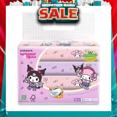 WATSONS - Sanrio My Melody & Kuromi M Travel Tissue 3 Ply 50s x 4 Packs