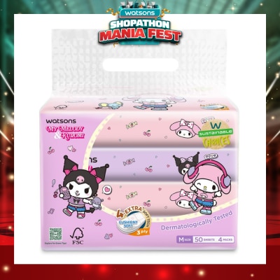 WATSONS - Sanrio My Melody & Kuromi M Travel Tissue 3 Ply 50s x 4 Packs