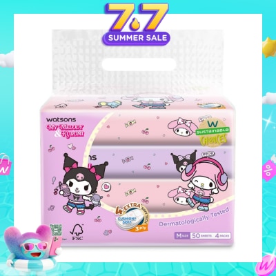 WATSONS - Sanrio My Melody & Kuromi M Travel Tissue 3 Ply 50s x 4 Packs