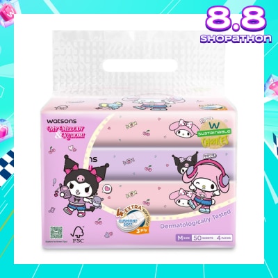 WATSONS Sanrio My Melody & Kuromi M Travel Tissue 3 Ply 50s x 4 Packs