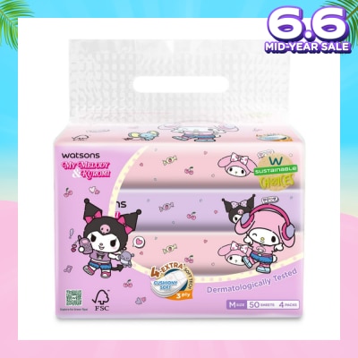 WATSONS Sanrio My Melody & Kuromi M Travel Tissue 3 Ply 50s x 4 Packs